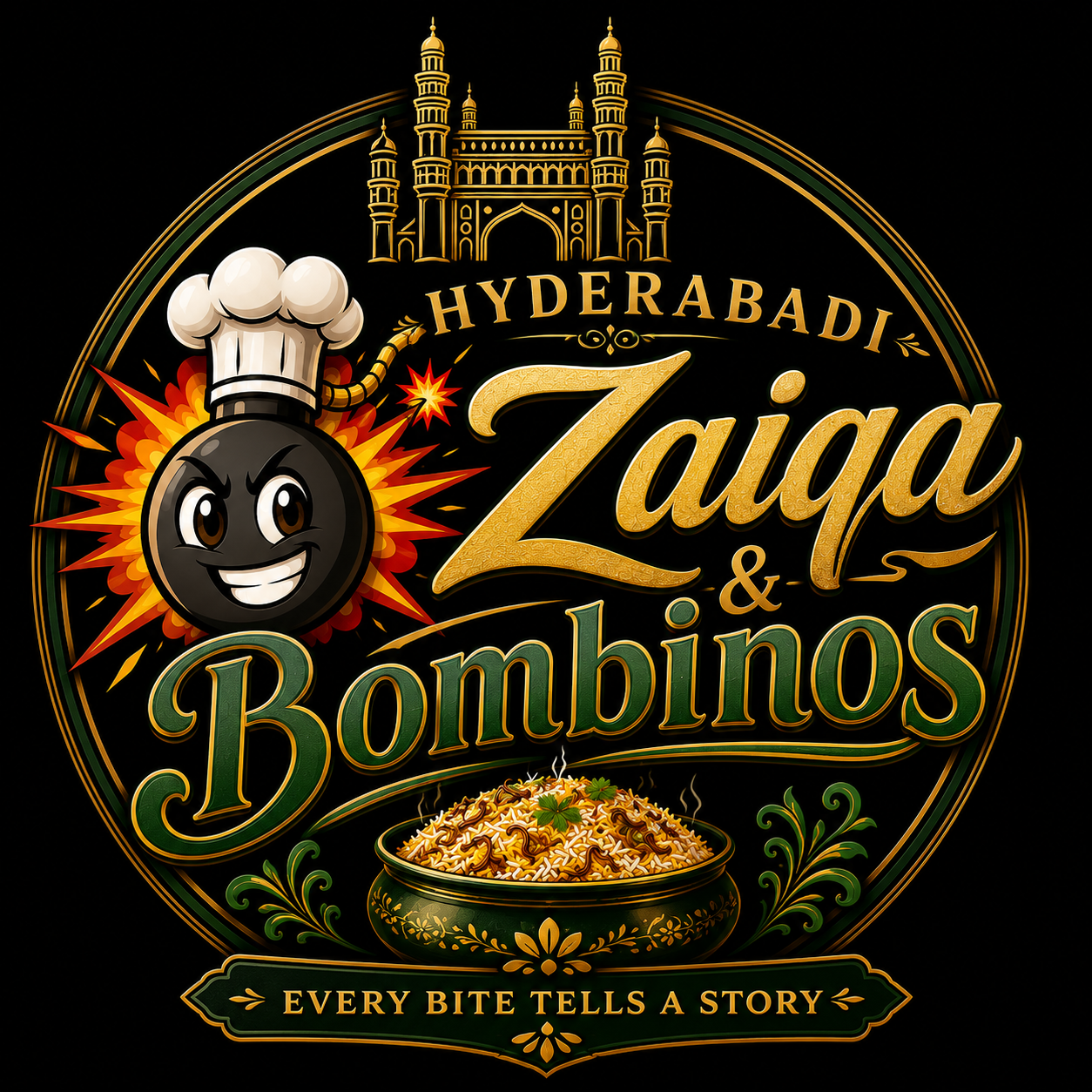 Hyderabadi Zaiqa and Bombino's logo